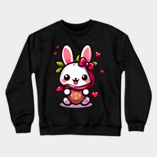 Berry Bunny Delight: Whimsical Strawberry Bunny Wonderland Crewneck Sweatshirt